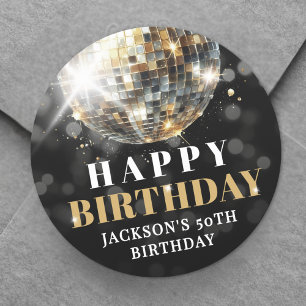 Black Gold 50th Birthday Classic Round Sticker