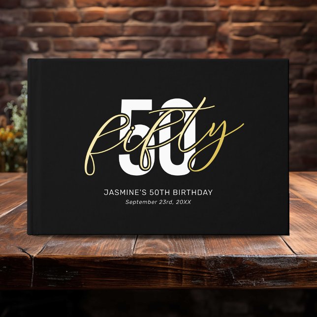 Black Gold 50th Birthday Guest Book (Creator Uploaded)