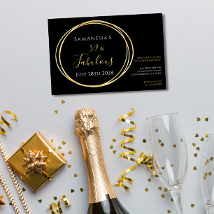 Black Gold 50th Birthday Party Invitation