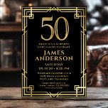 Black Gold 50th Birthday Photo Surprise Party Invitation<br><div class="desc">This fabulous black and gold men's 50th birthday surprise party invitation featuring the number 50 in gold with modern fonts surrounded by a gold art deco frame on the front and your favourite photo of the guest of honour on the back would be perfect for asking people to join you...</div>