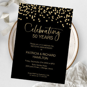 Black Gold 50th Wedding Anniversary Invitation