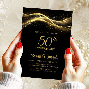 Black Gold 50th Wedding Anniversary Invitation