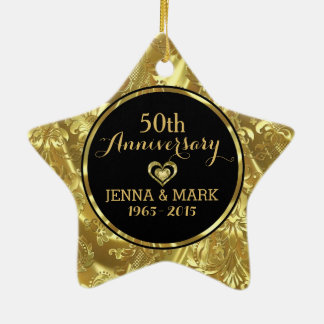 Black & Gold 50th Wedding Anniversary Ornament