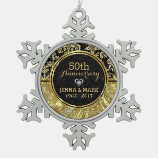 Black & Gold 50th Wedding Anniversary Ornament 2a
