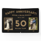 Black & Gold 50th Wedding Anniversary Photo Banner