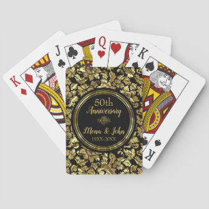 Black & Gold 50th Wedding Anniversary Playing Cards