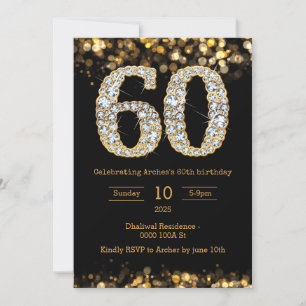 Black gold 60th birthday invitation