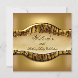 Black Gold 60th Birthday Party Mens Gold Invitation