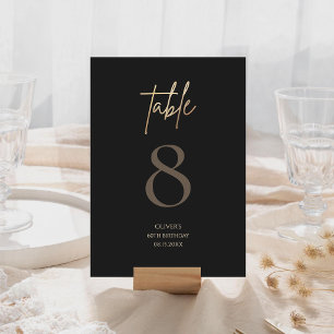 Black Gold 60th Birthday Party Table Number