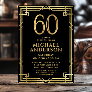 Black Gold 60th Birthday Photo Invitation