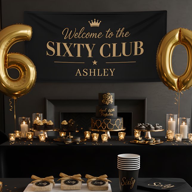 Black Gold 60th Birthday Welcome Banner (Creator Uploaded)