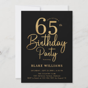 Black Gold 65th Birthday Invitation