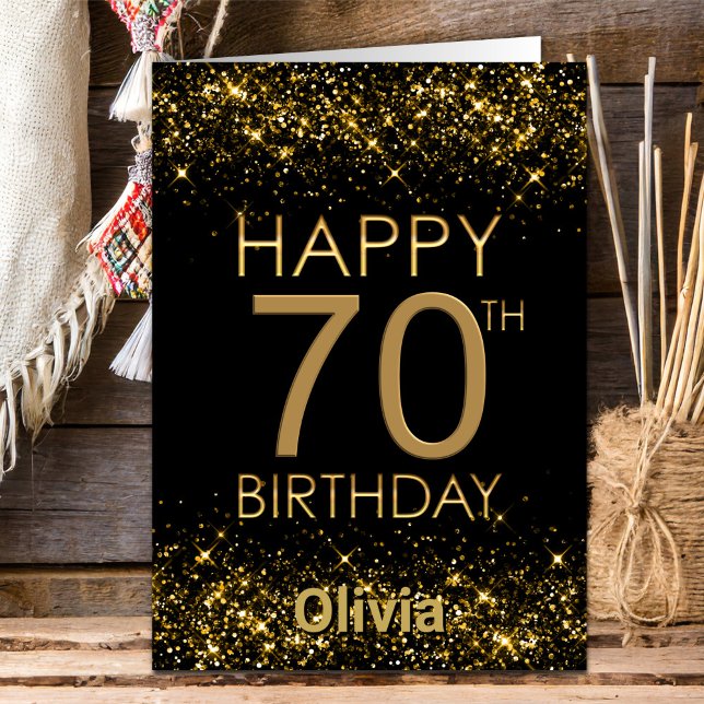 Black Gold 70th Birthday Card (Creator Uploaded)