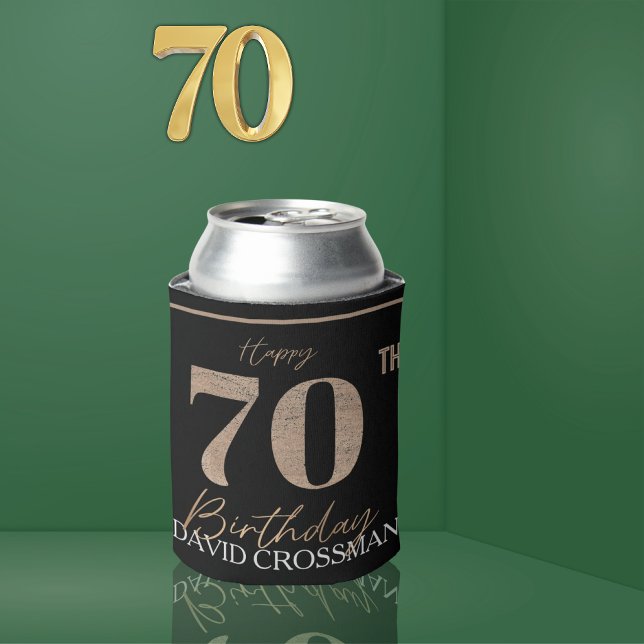 Black Gold 70th Birthday Drink Sleeve Can Cooler (Creator Uploaded)
