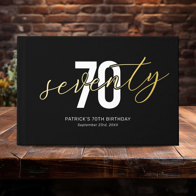 Black Gold 70th Birthday Guest Book (Creator Uploaded)