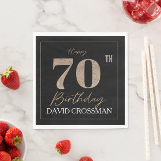 Black Gold 70th Birthday Milestone Personalised Napkin