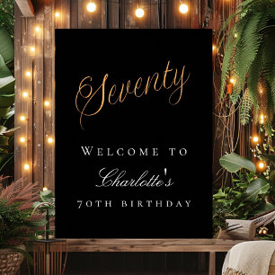 Black gold 70th birthday party welcome poster