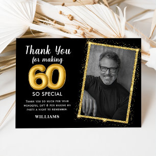 Black Gold 80th Adult Birthday Photo Invitation