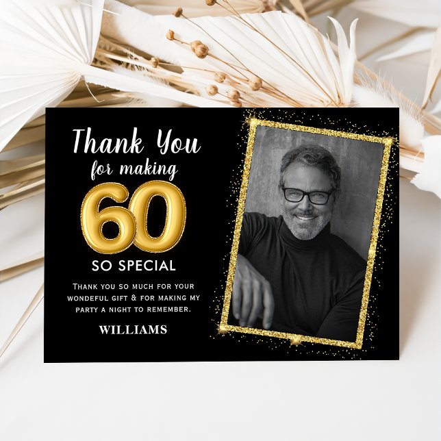 Black Gold 80th Adult Birthday Photo Invitation (Creator Uploaded)