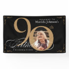 Black Gold 90th Birthday Elegant Calligraphy Photo