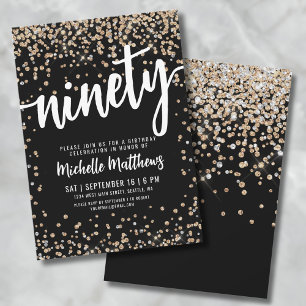 Black Gold 90th Birthday Invitation