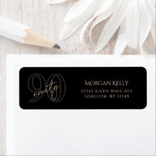Black Gold 90th Birthday Return Address Label