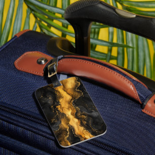 Black Gold Abstract Luggage Tag