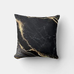 Black Gold Abstract Marble Pretty Elegant modern Cushion