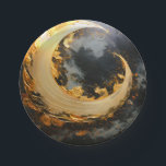 Black Gold Abstract Swirl Modern Moon Paper Plate<br><div class="desc">Energy,  and elegance metallic moon with flowing golden swirl against a deep black background.</div>
