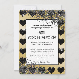 Black Gold Ace of Hearts Luxury Wedding Anniversar Invitation