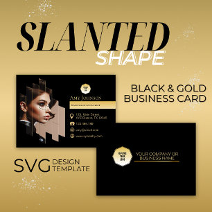 Black & Gold, Add Own Image To SVG Shape Element Business Card