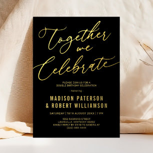 Black Gold Adult Joint Birthday Invitation