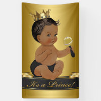 Black Gold African American Prince Boy Baby Shower