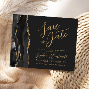 Black Gold Agate 18th Birthday Save the Date