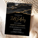 Black Gold Agate 21st Birthday Party Invitation Postcard<br><div class="desc">This elegant 21st birthday invitation features a watercolor image of an agate geode in black with faux gold highlights. The words "21st Birthday" appear in faux gold glitter in decorative modern handwriting font. Customise it with the name of the guest of honour in gold coloured text and the details in...</div>