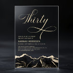 Black Gold Agate 30th Thirty Birthday Party  Acrylic Invitations<br><div class="desc">A bold and sophisticated 30th birthday invitation featuring a striking black and gold agate design. This invitation blends modern elegance with timeless luxury. The deep black hues,  accented by radiant gold details,  create a refined and stylish aesthetic,  making it the perfect choice for an unforgettable milestone celebration.</div>