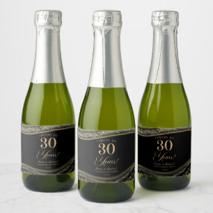 Black Gold Agate 30th Wedding Anniversary Party Sparkling Wine Label