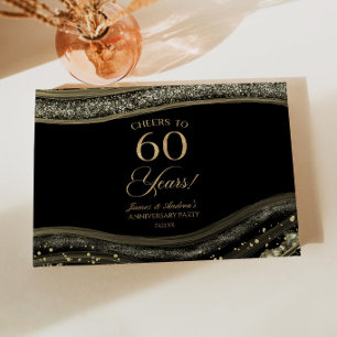 Black Gold Agate 60th Wedding Anniversary Party Guest Book
