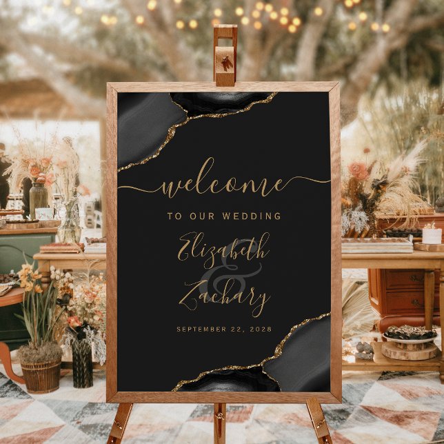 Black Gold Agate Corners 20x28 Wedding Welcome Poster (Creator Uploaded)