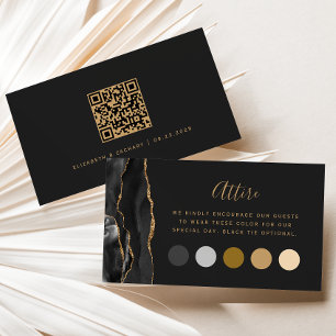 Black Gold Agate Dark Wedding Attire Dress Code Enclosure Card
