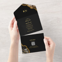 Black & Gold Agate Geode Glitter Wedding