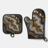 Black Gold Agate Geode Luxury Marble