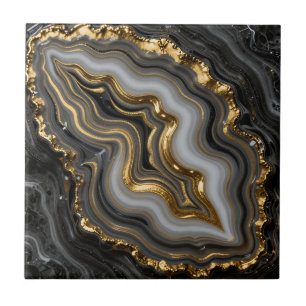 Black Gold Agate Geode Luxury Marble Tile