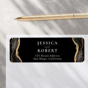 Black Gold Agate Marble Elegant Wedding