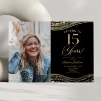 Black Gold Agate Picture 15th Birthday Party