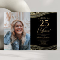 Black Gold Agate Picture 25th Birthday Party
