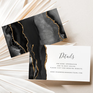 Black Gold Agate Wedding Website Details Enclosure Card
