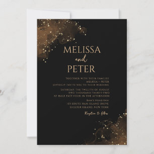 Black Gold Alcohol Ink Wedding Invitation