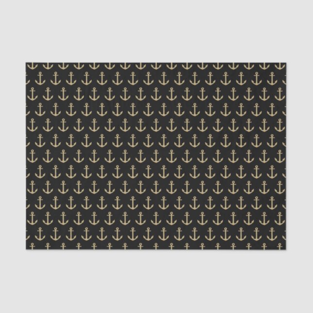 Black & Gold Anchors Away | Tissue Paper (Front)