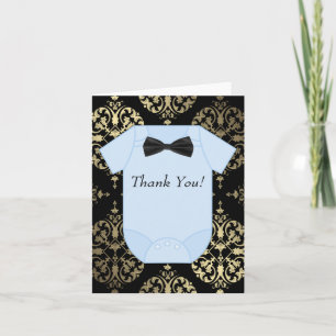 Black Gold and Baby Blue Baby Boy Thank You Cards